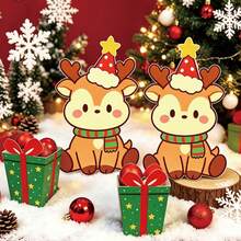10/20pcs Christmas Reindeer Gift Boxes, Christmas Candy Containers, Cute Deer Paper Boxes, Suitable For Indoor Home, Office, School, Holiday Party Favors - Multicolor - View 5