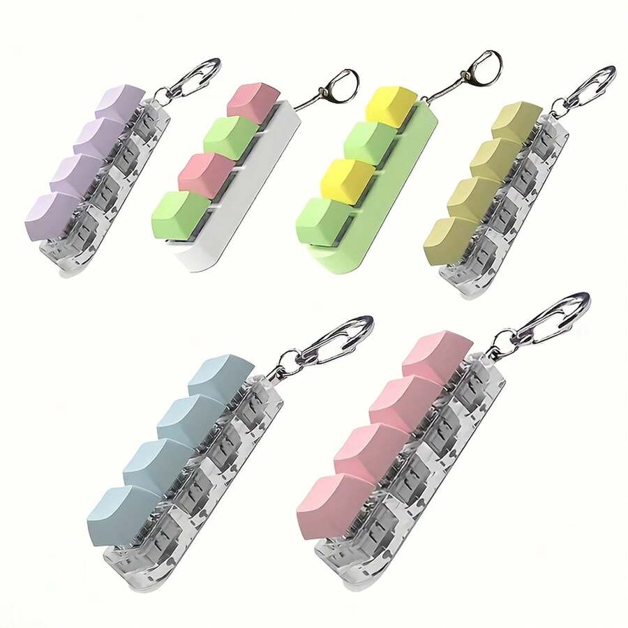 Random Color 4 Keys 1pc Fun Keychains - Random Color 4 Keys 1pc - View 1