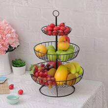 Three-Tiered Metal Corrugated Fruit Basket For Storing Fruits And Vegetables; Durable Kitchen Storage Basket. - Multicolor - View 4