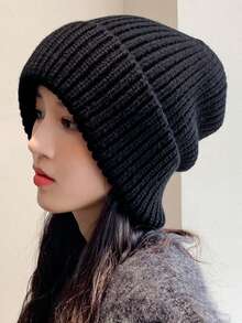 A Layered Hat Suitable For Both Winter And Autumn. Thick And Warm, This Fashionable Pullover Knit Hat Is ,Beanie For Women,Beanie,Winter - Hat - View 2