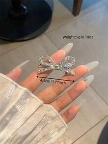 2pcs Women Sweet Sparkling Rhinestone Full Crystal Hair Clips, Side-Clip Fashionable Crocodile Hair Clips, Casual Commute School Gift Party Styling Beach Travel - Multicolor - View 4