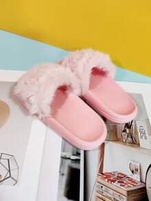 1 Pair Girls' Bow Decor Flat Slippers, Lightweight Comfortable Fashion Slippers, Suitable For Indoor And Outdoor Wear - Baby Pink - View 3