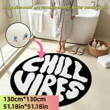 1pc Letter Rug, "Chill Vibes" Faux Cashmere Rug, Soft Comfortable Absorbent Bathroom Mat, Bathroom Accessories New Arrival, Living Room Large Rug, Room Decor, Autumn Decor, Bedroom Decor, Suitable For Bathroom, Kitchen, Entryway, Hallway, Bedside, Living Room, Bedroom. Holiday Decor, Non-Slip Backing Rug, Machine Washable - A - View 13