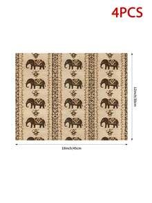 Bohemian Vintage Elephant Geometric Table Runner, Dining Tablecloth, Exotic Farmhouse Aesthetic Party Home Decor - Multicolor - View 13