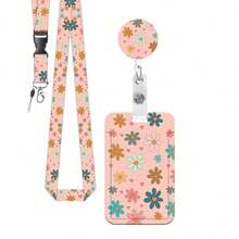 1pc Fashionable Daisy Retractable Badge Reel With Daisy Logo Badge Holder, Sturdy Metal Clip, Retractable Cord, Stylish Print With Key Ring, ID Card Holder, Work Badge Companion, Suitable For Nurses, Office, Men And Women - Simple Style - View 10