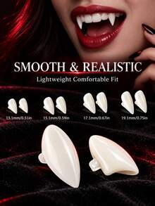 4 Pairs Vampire Fangs Halloween Cosplay Makeup Props 13mm 15mm 17mm 19mm Multi-Size Reusable Costume Party Accessories - Multicolor - View 5