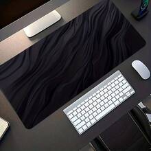 35.4x15.7 Inch Black Wavy Mouse Pad Premium Texture Design Office Desk Mat Extended XL Mouse Pad Office Desk Accessory - Multi-Color Non-Slip Computer Pad For Home Office And Gaming Use Durable Spill-Resistant Mat - Black Wavy - View 9