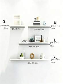 Single-Tier Wall Shelf, Creative Wall Storage Rack, Living Room Background Wall Decor, Wall-Mounted Shelf - White - View 8