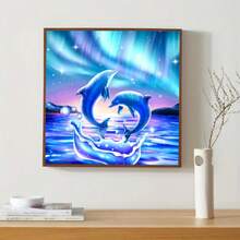 DIY 5D Diamond Painting Kit - Full Drill Round Diamonds, Dolphin Pattern, Home Decor Acrylic Craft Set, Frameless Gift Creative Diamond Painting Set - No Frame - View 4