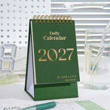 1件 2026-2027新款極簡創意桌面迷你月曆，三角底座，桌面放置穩固，加厚硬卡紙內頁，不滲墨書寫，加大雙金屬線圈，翻頁順暢不卡頓，中高中考試備忘倒數計畫表，月曆年曆，辦公室裝飾，禮物，獎品，辦公用品，學校用品 - 彩色 - 查看 23