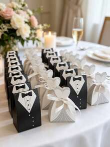 100pcs Gift Boxes, Wedding Dress And Tuxedo Gift Boxes, Most Popular Shower Wedding Party Boxes With Ribbon, Holiday Party Wedding Party Gift Boxes, Wedding Gift Boxes, Bachelorette Party Gift Boxes, Christmas, Halloween Gift Boxes - A - View 10