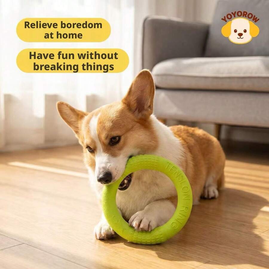 1Pc Random Color Durable Dog Chew Ring Toy, Interactive TPR Floating Training Pull Ring For Small Medium Dogs Boredom Relief