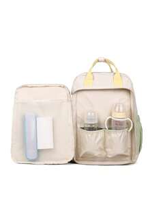 1pc Diaper Bag Backpack - Essential Baby Travel Tote - Multi-Functional Cartoon Ultra-Light Waterproof Diaper Bag, Travel Essential Baby Bag, Large Capacity Diaper Bag, Diaper Pouch, Stroller Hanging Strap, - Unisex Large Capacity Diaper Bag Diaper Pouch Backpack - Yellow and Blue - View 4
