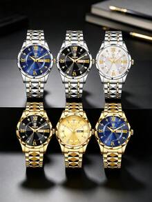 1/3/6pcs Business Dual Time Display Men's Watch Set, Premium Versatile Daily Wear, Best Gift Choice For Father, Boyfriend - Multicolor - View 16