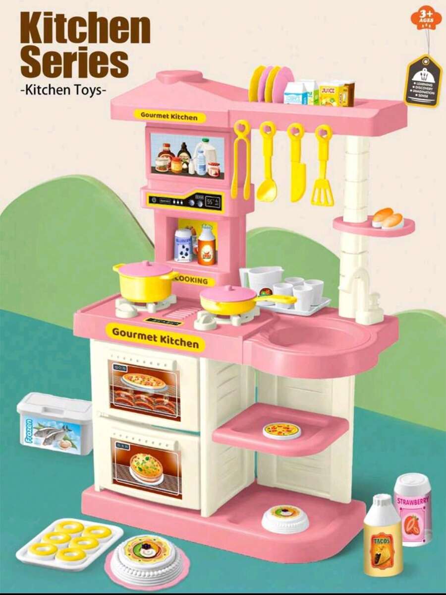 3-6 Years Old Children's Home Kitchen Toys, Suitable For Girls And Boys, Realistic Food And Accessories, Kitchen Toy Set, Including Pots And Cookware Toys, Kitchen Toys, Kitchen Games, Children's Kitchen, Children's Cooking Toys, Including Pots, Bowls And Frying Pans (Random Color) - Multicolor - View 1