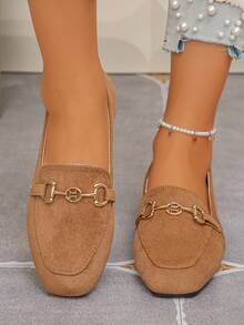 Women's Horsebit Loafers 2-In-1 Flat Slip-On Shoes - Camel - View 3