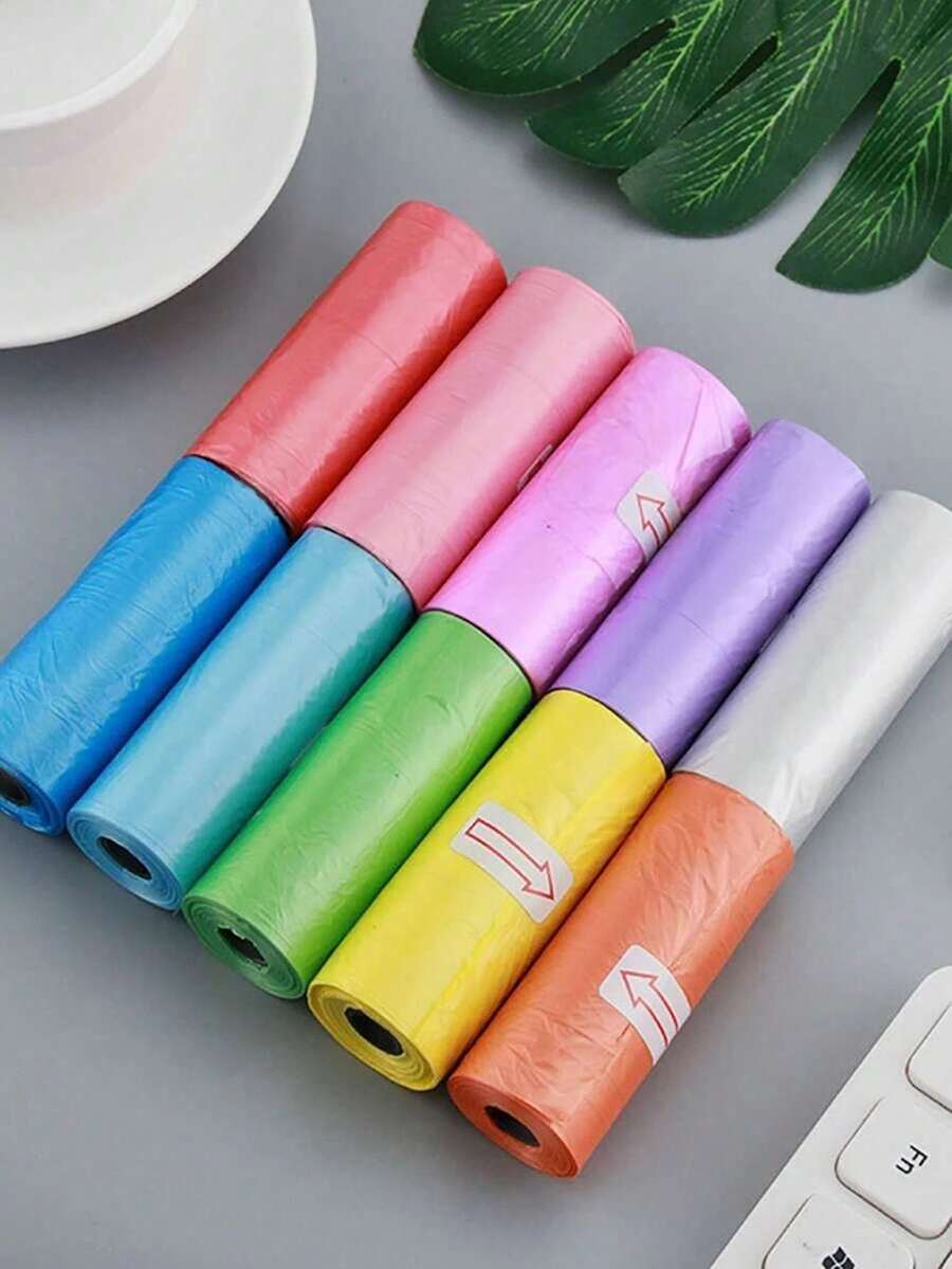 20/10/5/2/1 Rolls Random Color Mini Trash Bags, Mini Portable Tear-Off Travel Garbage Bags, Suitable For Outdoor, Kitchen, Bathroom, Home, Household Use - Multicolor - View 1
