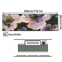1PC Purple Pink White Green Large Floral Watercolor Gradient Pattern Modern Art Oil Painting Style Long Runner Rug, Romantic Abstract Style Faux Cashmere Long Rectangular Large Gradient Petals And Dark Green Leaf Contrast Details Machine Washable Bedside Blanket, Suitable For Hallway Corridor And Kitchen All Season Home Decor - Multicolor - View 12