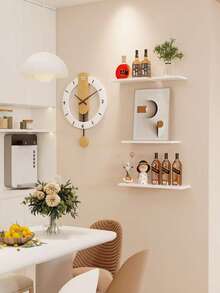 Single-Tier Wall Shelf, Creative Wall Storage Rack, Living Room Background Wall Decor, Wall-Mounted Shelf - White - View 6