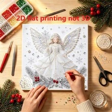 1pc 2D Flat Printed DIY Frameless Pearl Painting Kit, Snowman Pattern Handmade Set, Holiday Home Wall Decor, Holiday Handmade Gift - No Frame - View 10