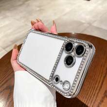 2 قطعة بطانية هاتف TPU مرصع بالراينستون مطلي كهربائيًا محفور بالليزر بنمط الماس متوافق مع آيفون غلاف واقي - غطاء هاتف عدد 2 فضي + ذهبي - مشاهدة 5