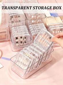 30/20/1pc Plastic Transparent Wearable Nail Art Storage Box, Nail Display Box With Secure Lock Lid, Stackable Nail Storage Container For Storing Nails, Various Jewelry, Nail Decorations And Salon Accessories - Multicolor - View 1