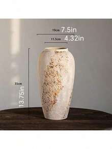 Jingdezhen New Chinese Style Wabi-Sabi Ceramic Vase For Flower/Dried Flower Decor, Distressed Antique Rough Pottery Vase For Entryway, Living Room, Bedroom, TV Cabinet - Multicolor - View 14