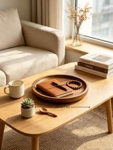 Round Wooden Tray, Restaurant Serving Platter, Multi-Functional Snack Tray, Kitchen Accessory, Autumn Home Decor, Bathroom Storage Tray, Suitable For Dining Table, Holiday Party, Desktop Christmas Decoration - View 4