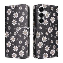 1 buah Dompet Ponsel Kulit Sintetis Kompatibel dengan Apple 18 Pro Max, A57, Note 15 PRO, Casing Pelindung Portabel dengan Motif Bunga Daisy (Versi Global, Bukan Model Lokal) - Putih - View 2