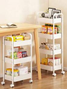 5pcs Ultra Thin Metal Rolling Cart 4-Tier/3-Tier Multi-Function Storage Rack Narrow Mobile Organizer Shelf Space-Saving Pink Bathroom Laundry Kitchen Office Home - Multicolor - View 5