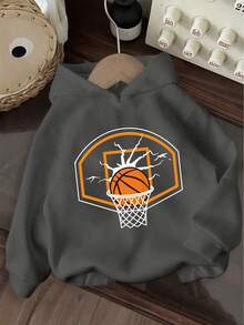 Tween Boy Fun Print Pullover Sweatshirt, Warm & Comfortable Thermal-Lined Pullover Sweatshirt For Autumn/Winter - Dark Grey - View 5