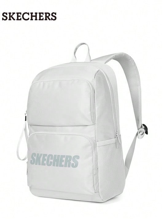 Skechers 男女通用大容量多隔層牛津布簡約字母印花雙肩包電腦包,31*17.5*45cm - 銀白色 - 查看 1