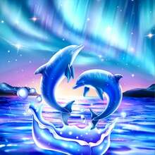 DIY 5D Diamond Painting Kit - Full Drill Round Diamonds, Dolphin Pattern, Home Decor Acrylic Craft Set, Frameless Gift Creative Diamond Painting Set - No Frame - View 2