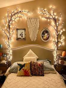 1pc 5.9ft/1.8m Artificial Willow Branch Light, Soft Bendable Design, USB Powered, 8 Lighting Modes, Suitable For Indoor Living Room, Bedroom Decoration, Ambient Lighting, Party, Birthday, Christmas Decor - Natural Rattan - View 3