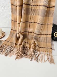 1pc Plaid Casual Polyester Scarf For Autumn/Winter - 4#Camel - View 4