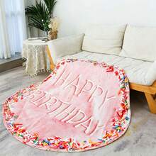 1件生日蛋糕造型毛絨毯，逼真圓形蛋糕毯，柔軟法蘭絨創意食物主題毯，適合作為生日禮物 - 生日蛋糕 - 查看 8