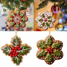 1pc New Acrylic Flat Christmas Tree 2D Snowflake Decorative Hanging Ornament Pendant - Multi-color - View 3