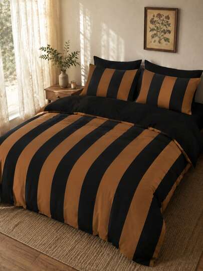 2/3pcs Copper Brown Wide Duvet Cover Set, Soft Breathable Anti-Pilling Bedroom Decor, All-Season Home Textile, 1 Duvet Cover + 1/2 Pillowcases, No Duvet Insert, Twin/Full/Queen/King Size, Holiday Gift Suitable For Hotel, Guesthouse, Bedroom, Ultra Soft Breathable Moisture-Wicking Bedding