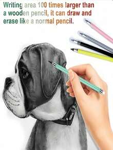 3/6/12/24pcs HB Eternal Pencil, Black, High-Tech, Unbreakable, No Sharpening Required, Sketching Pencil, Father's Day Gift, Mother's Day Gift, Gift For Friends, Students, Teachers, Back To School, Random Color - Multicolor - View 4