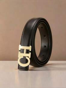 Women Fashion Solid Color Waist Belt, Vintage Interlocking Double‑Circle Hollow Metal Buckle Design Waist Strap, Casual Daily Matching Accessory - Multicolor - View 11