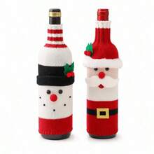 1pc Christmas Knitted Wine Bottle Cover, Santa Claus Snowman Wine Bottle Gift Packaging Decoration - View 5