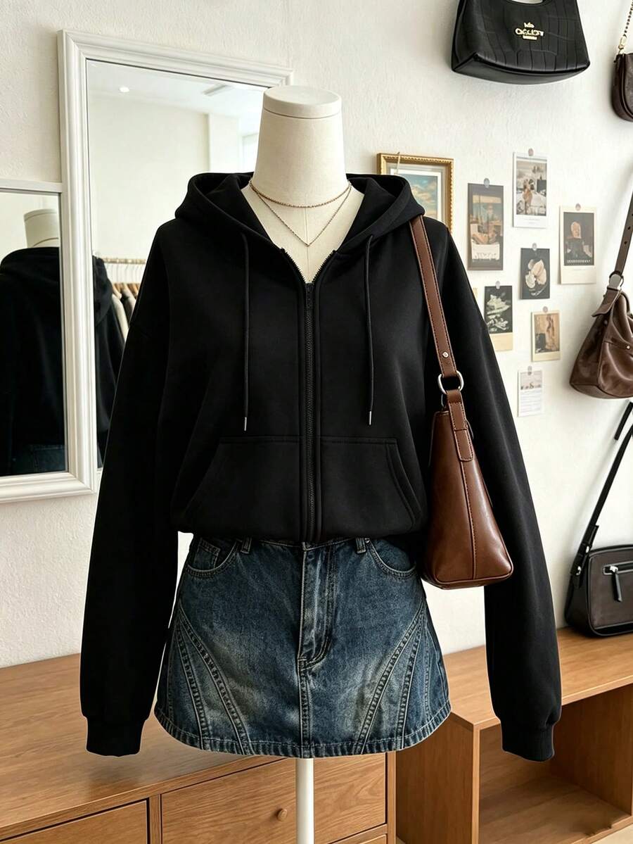 Chaquetas negras para mujer para deportes al aire libre en primavera - Negro - Ver 1