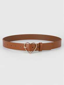 1pc Gold Heart Buckle Belt For Boys, Girls, Teens - Black - View 6