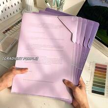 5PCS Gradient L-Shaped File Folders, Large Capacity Paper Storage, Suitable For Office, School Scenarios, Can Be Used For Halloween, Christmas Material Organization, Back To School Season Organizing Various Paper Documents - Multicolor - View 5