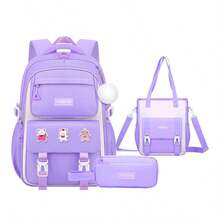 1 Set Girl Style Large Capacity Backpack 3 Pieces Set: Backpack + Tutoring Bag + Pencil Case School Bag - Sets - View 14