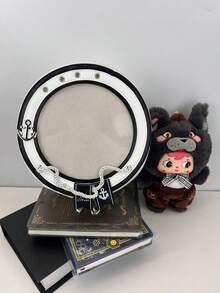 1pc Contrast Color Anchor Webbing Decor Round Ita Bag, PU Leather Transparent Visible Window Badge Storage Bag, Zipper Closure Japanese School Style Crossbody Bag, Anime Student Convention Commute Girl Shoulder Bag - Multicolor - View 12