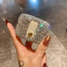 Elegant Rhinestone Mini Jewelry Storage Box, Fully Embellished With Sparkling Crystals, Portable Ring And Earring Organizer With Snap Closure, Small Jewelry Box For Women, Suitable For Travel, Daily Storage And Gift Giving - Multicolor - View 9