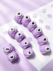 12PCS/8PCS/6PCS/3PCS/1pc, Cute Heart-Shaped Paper Punch For DIY Handmade Art And Crafts - Mauve Purple - View 3