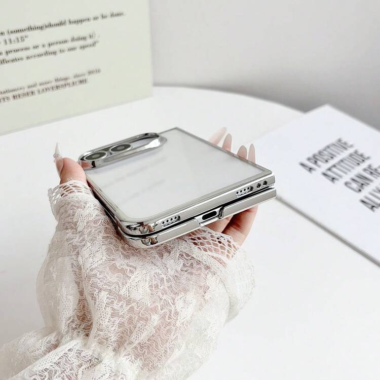 keshengtai Transparent Electroplated Phone Case, Hard PC Backplate Protective Phone Cover, Compatible With IPhone Duo - Silver - View 6