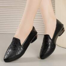 High Heel Pumps, Commuter Thick Heel Low Vamp Round Toe Lightweight Soft Sole Work Shoes, Black Comfortable Formal Shoes To Match Suits, Elegant High Heels For All Seasons - Black - View 3